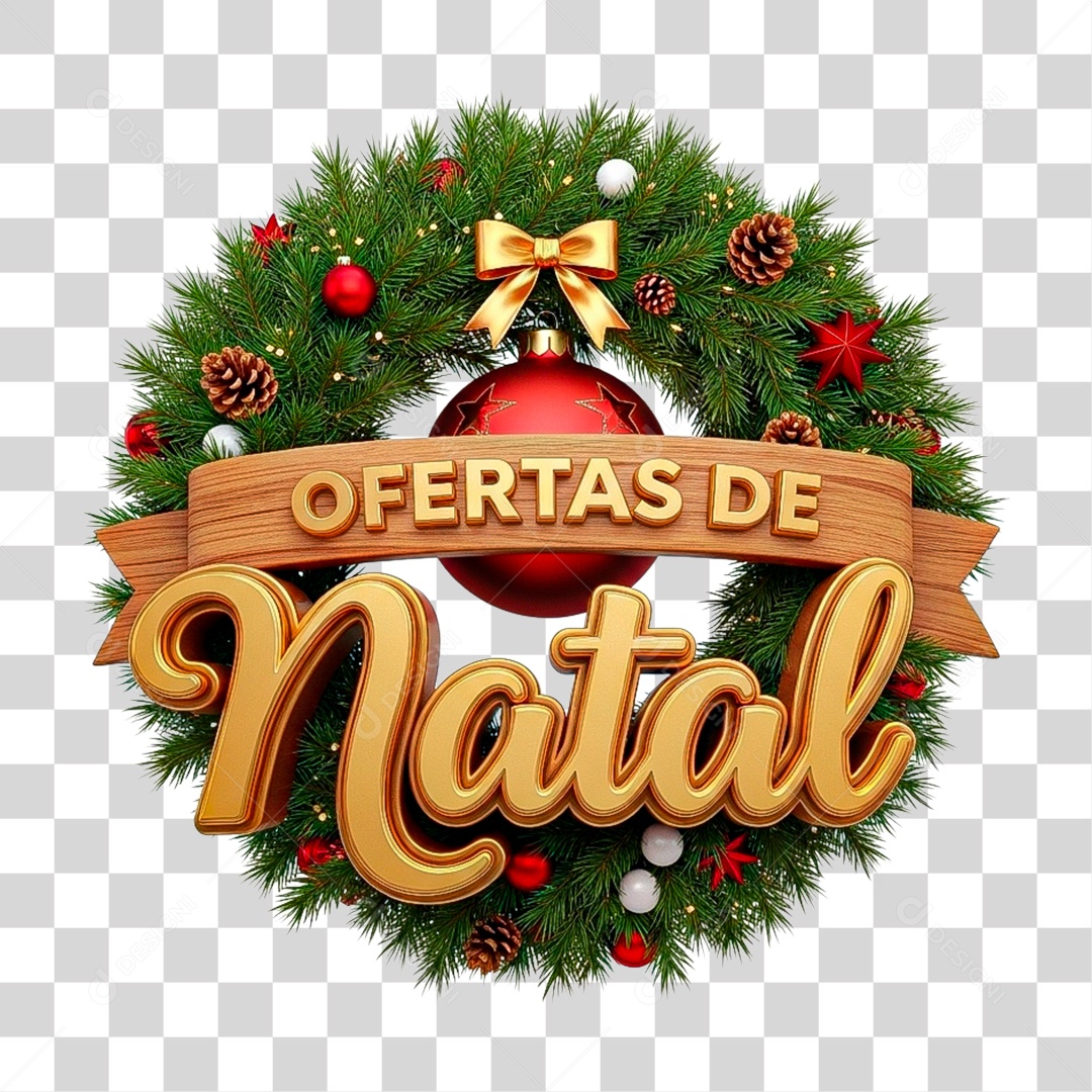 Selo 3D Ofertas de Natal PNG Transparente