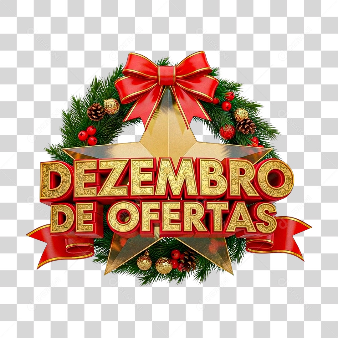 Selo 3D Dezembro de Ofertas PNG Transparente