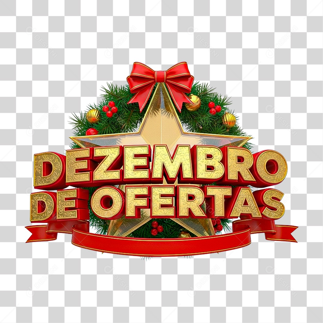 Selo 3D Dezembro de Ofertas PNG Transparente