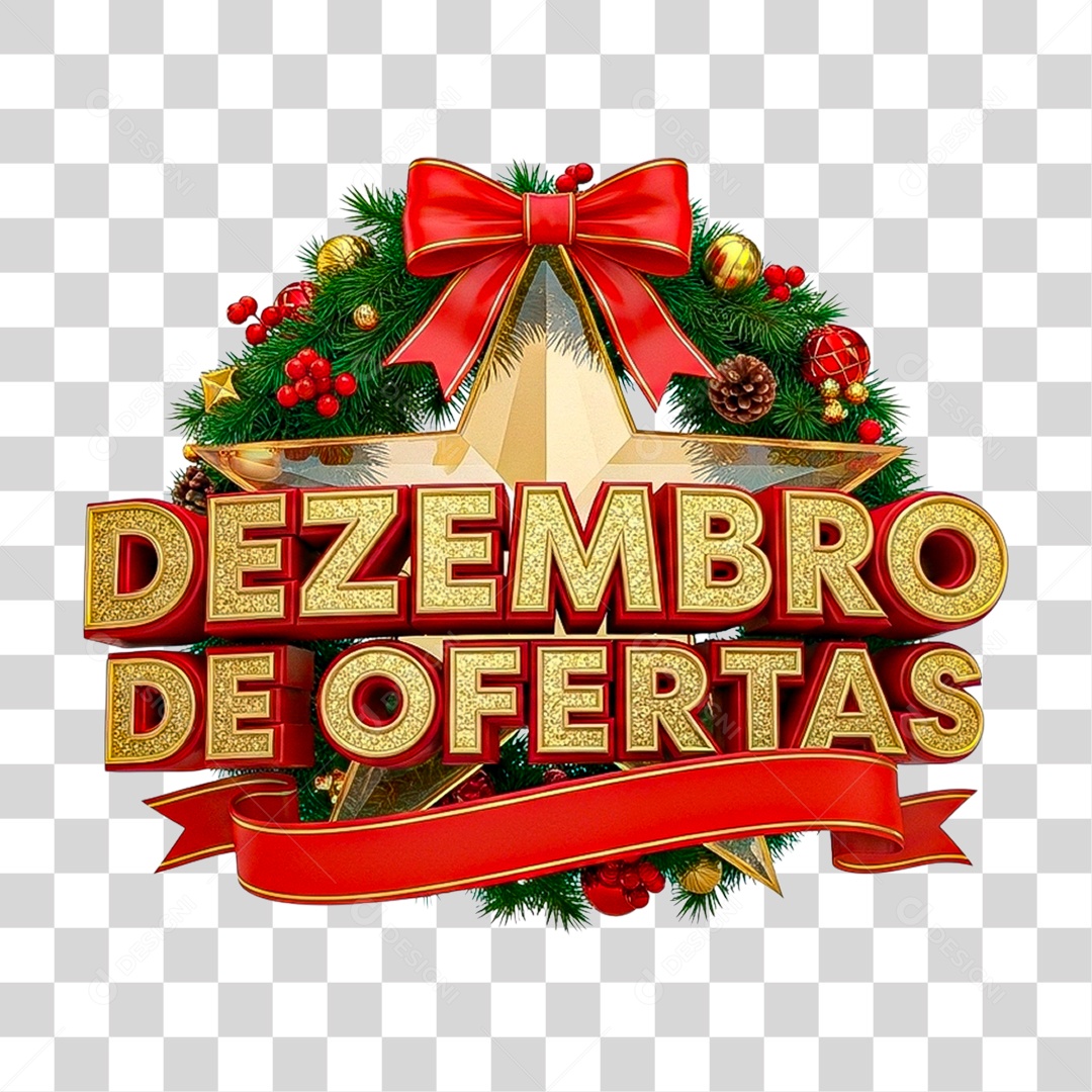 Selo 3D Dezembro de Ofertas PNG Transparente