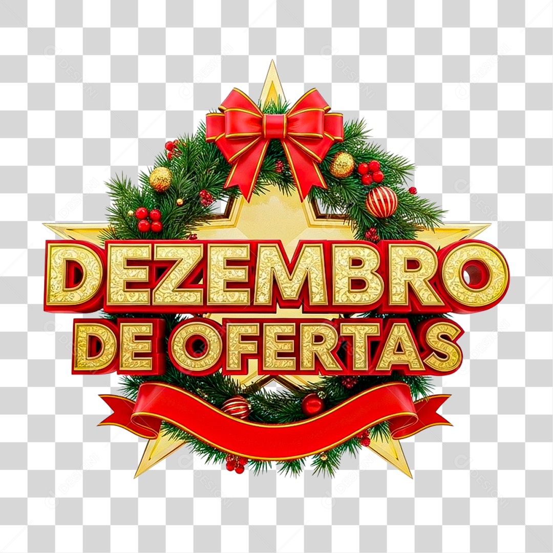Selo 3D Dezembro de Ofertas PNG Transparente
