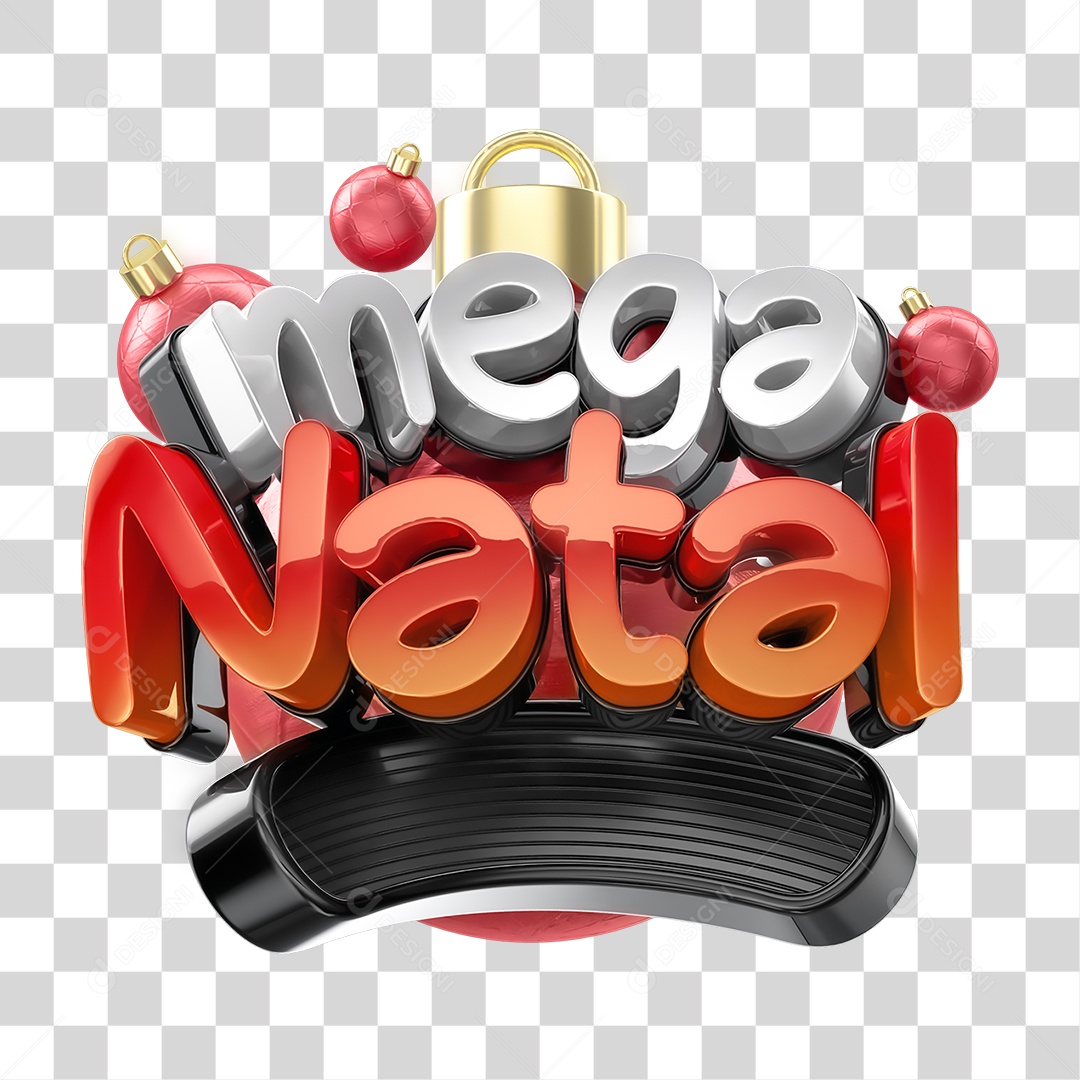Selo 3D Mega Natal PNG Transparente