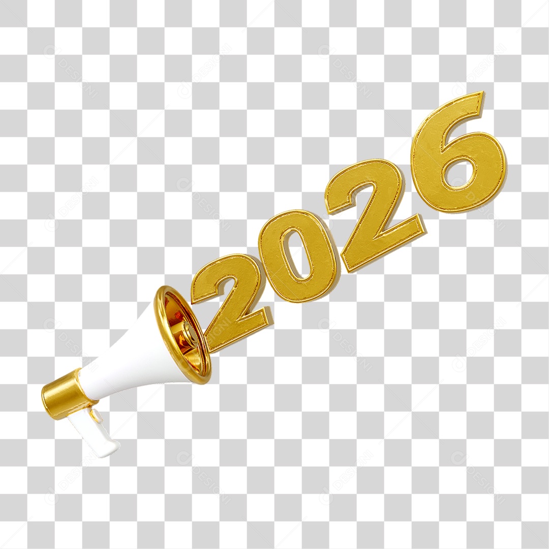 Megafone Números 2026 Ano Novo PNG Transparente