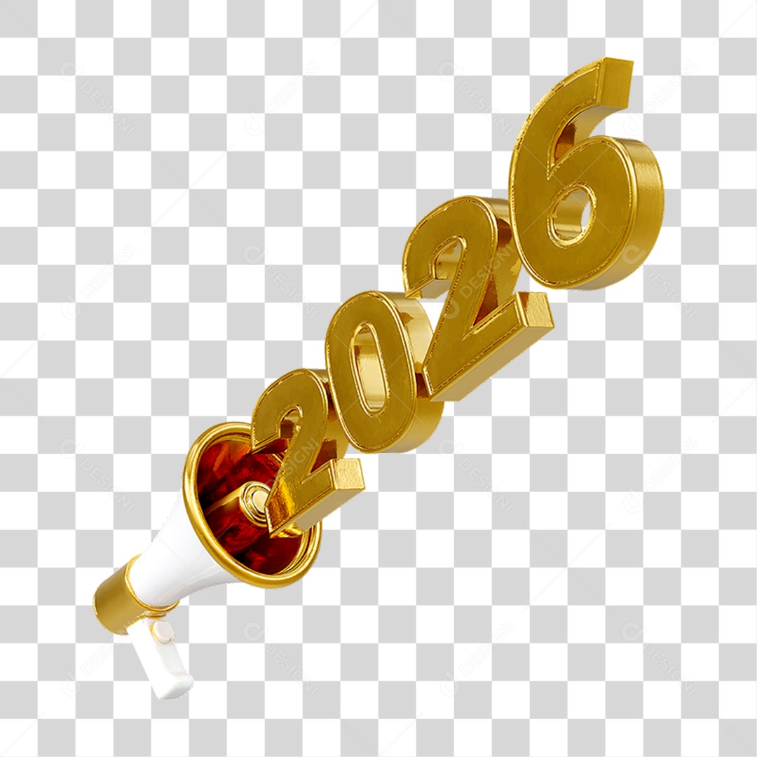 Megafone Números 2026 Ano Novo PNG Transparente