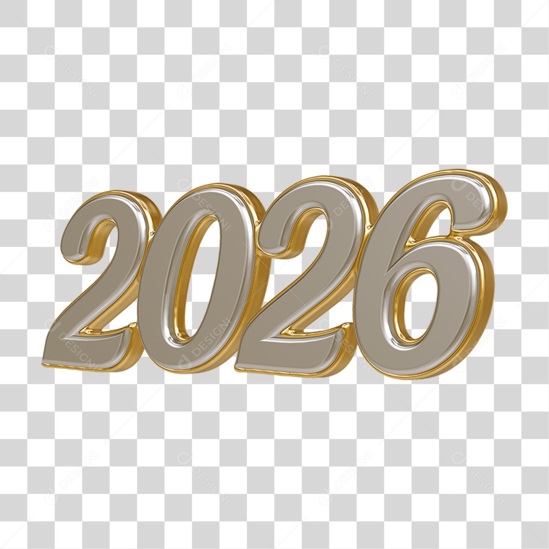 Números 2026 Ano Novo PNG Transparente