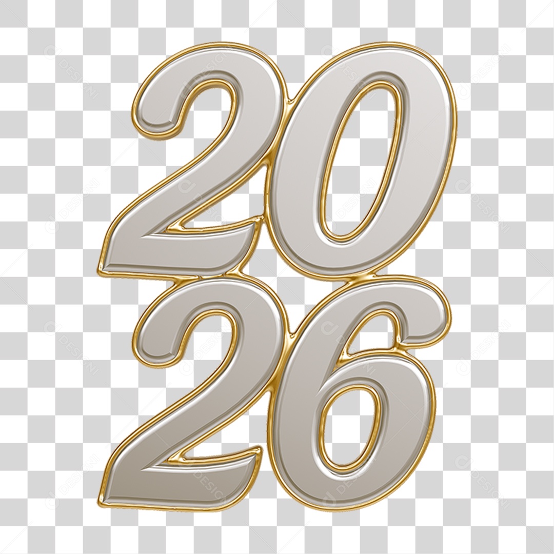 Números 2026 Ano Novo PNG Transparente