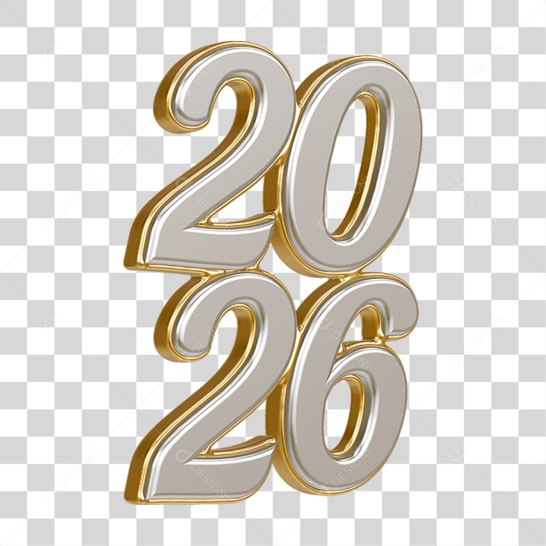 Números 2026 Ano Novo PNG Transparente
