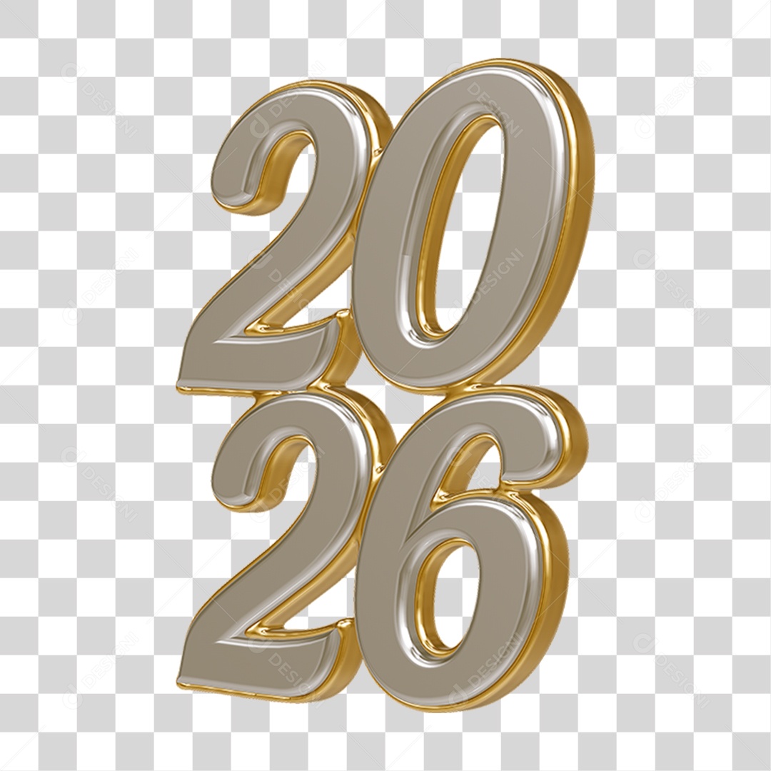 Números 2026 Ano Novo PNG Transparente