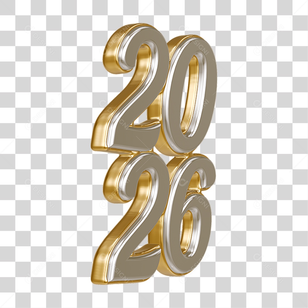 Números 2026 Ano Novo PNG Transparente