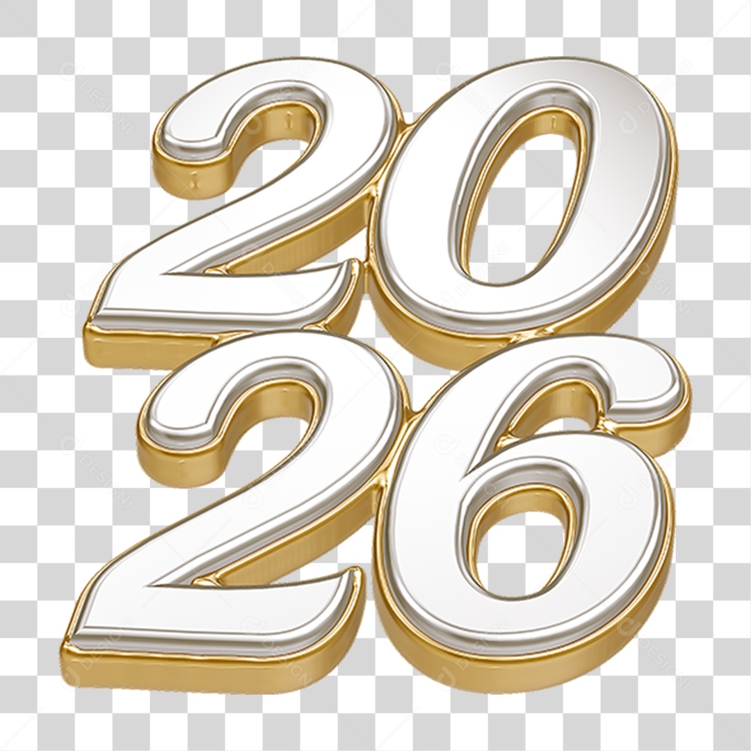 Números 2026 Ano Novo PNG Transparente