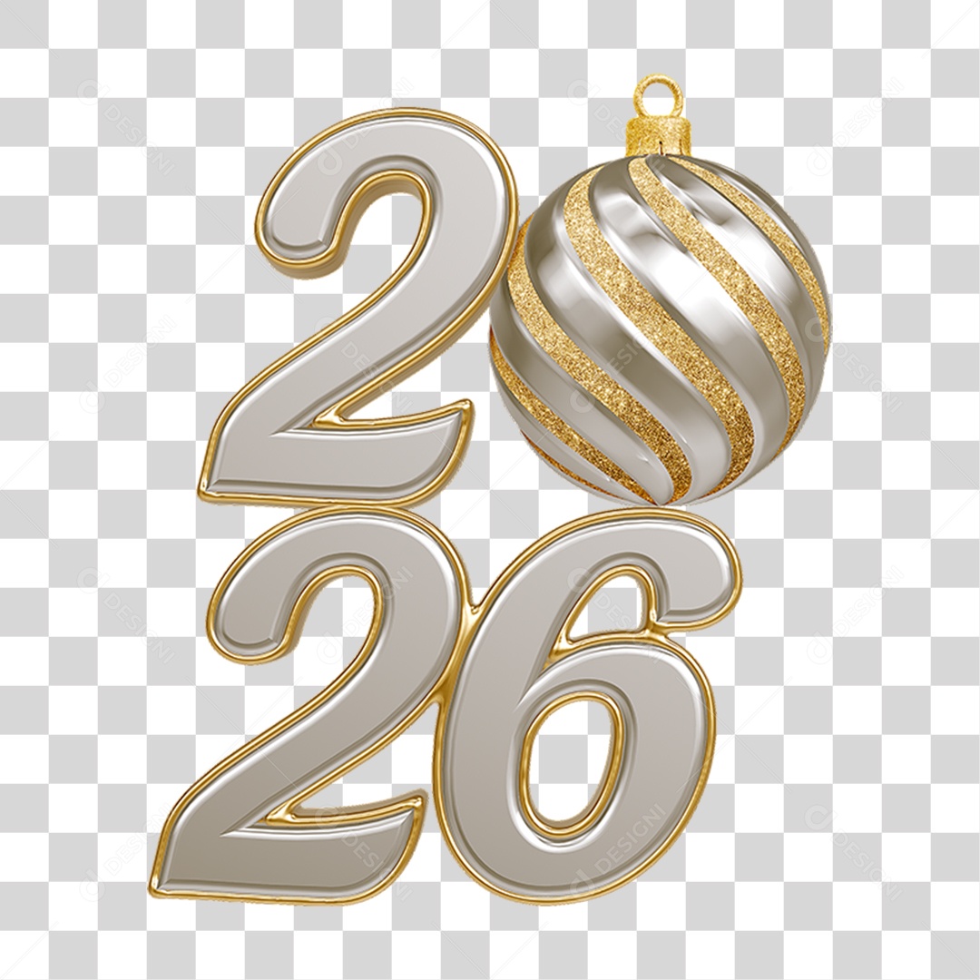 Números 2026 Ano Novo PNG Transparente