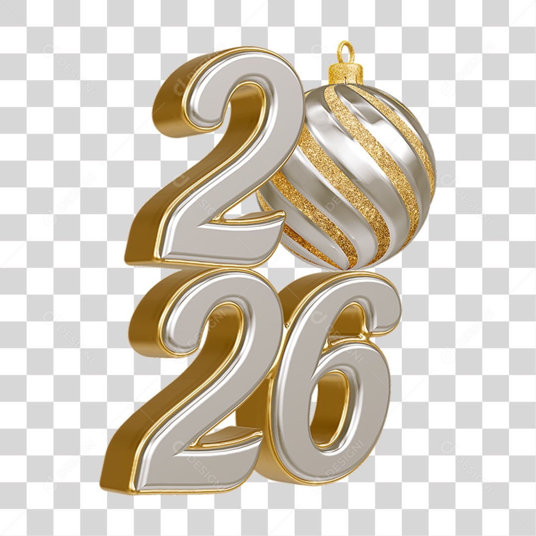Números 2026 Ano Novo PNG Transparente