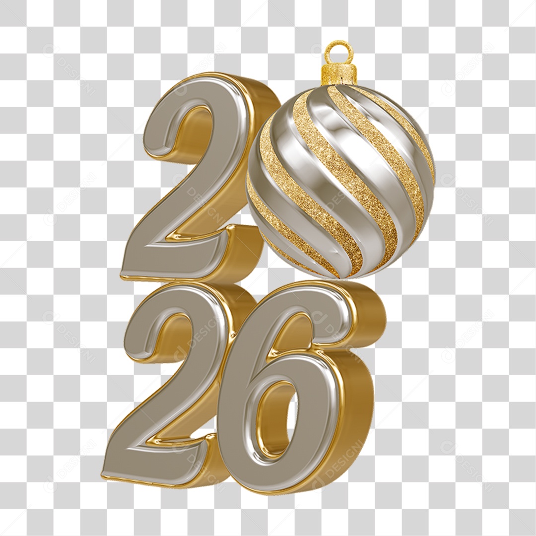 Números 2026 Ano Novo PNG Transparente