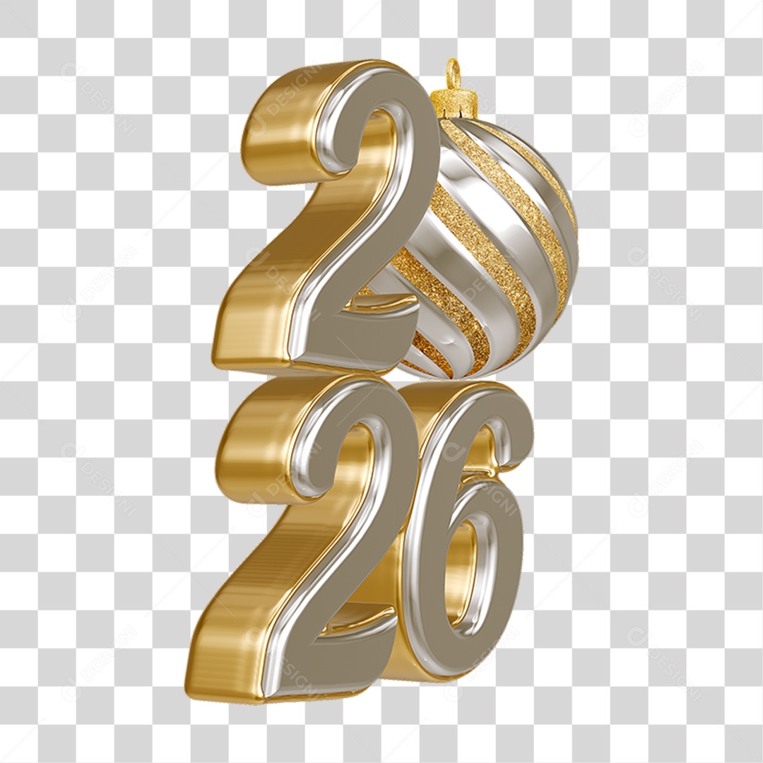 Números 2026 Ano Novo PNG Transparente
