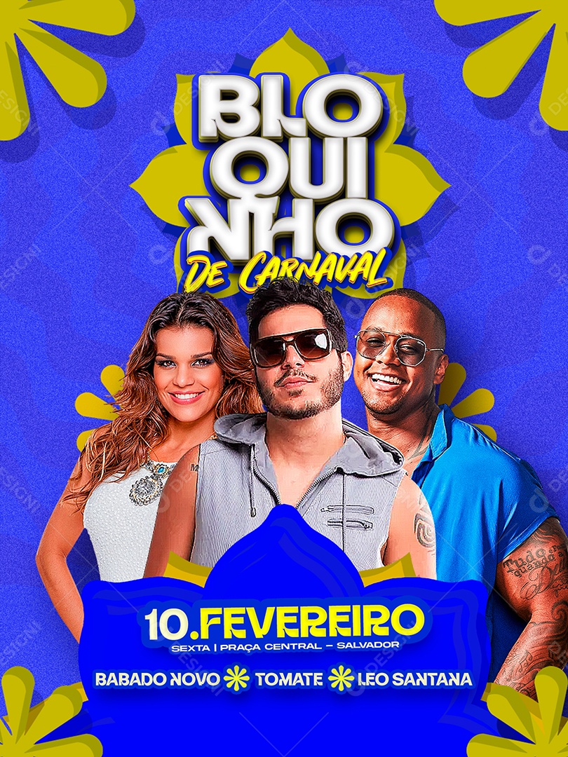 Flyer Bloquinho Carnaval Social Media PSD Editável