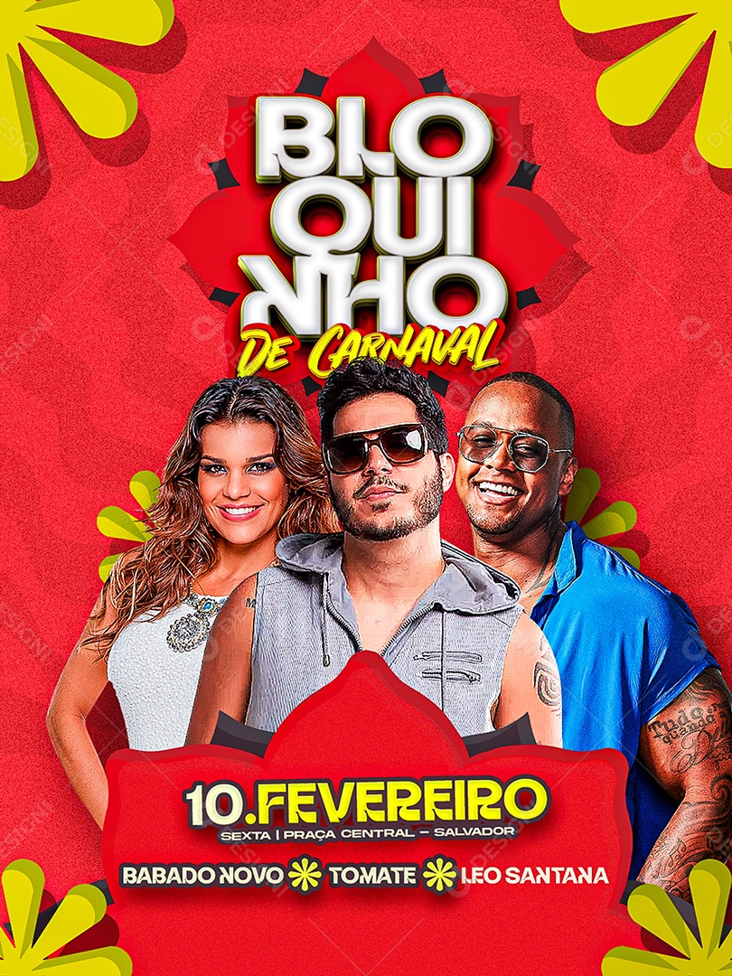 Flyer Bloquinho Carnaval Social Media PSD Editável