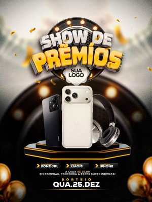 Show de Prêmios Sorteio Social Media PSD Editável