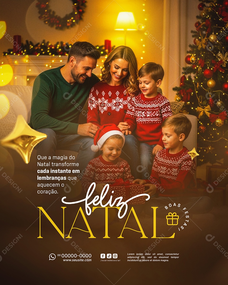 Feliz Natal 25 de Dezembro Social Media PSD Editável