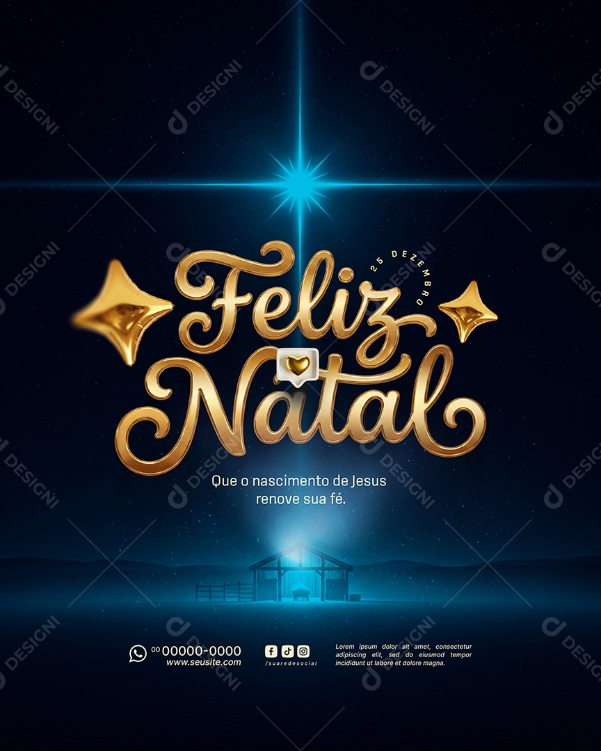 Feliz Natal 25 de Dezembro Social Media PSD Editável