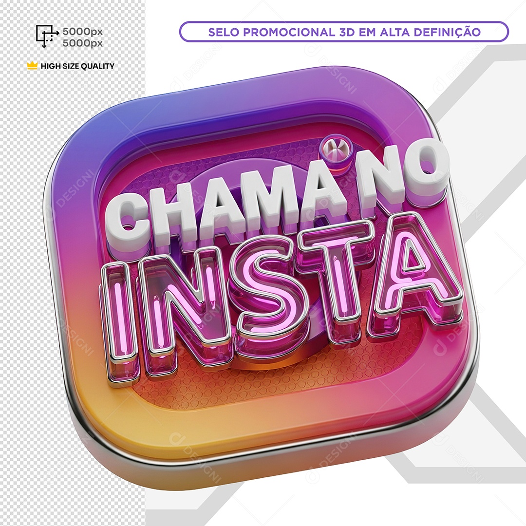 Chama no Insta Selo 3D PSD Editável