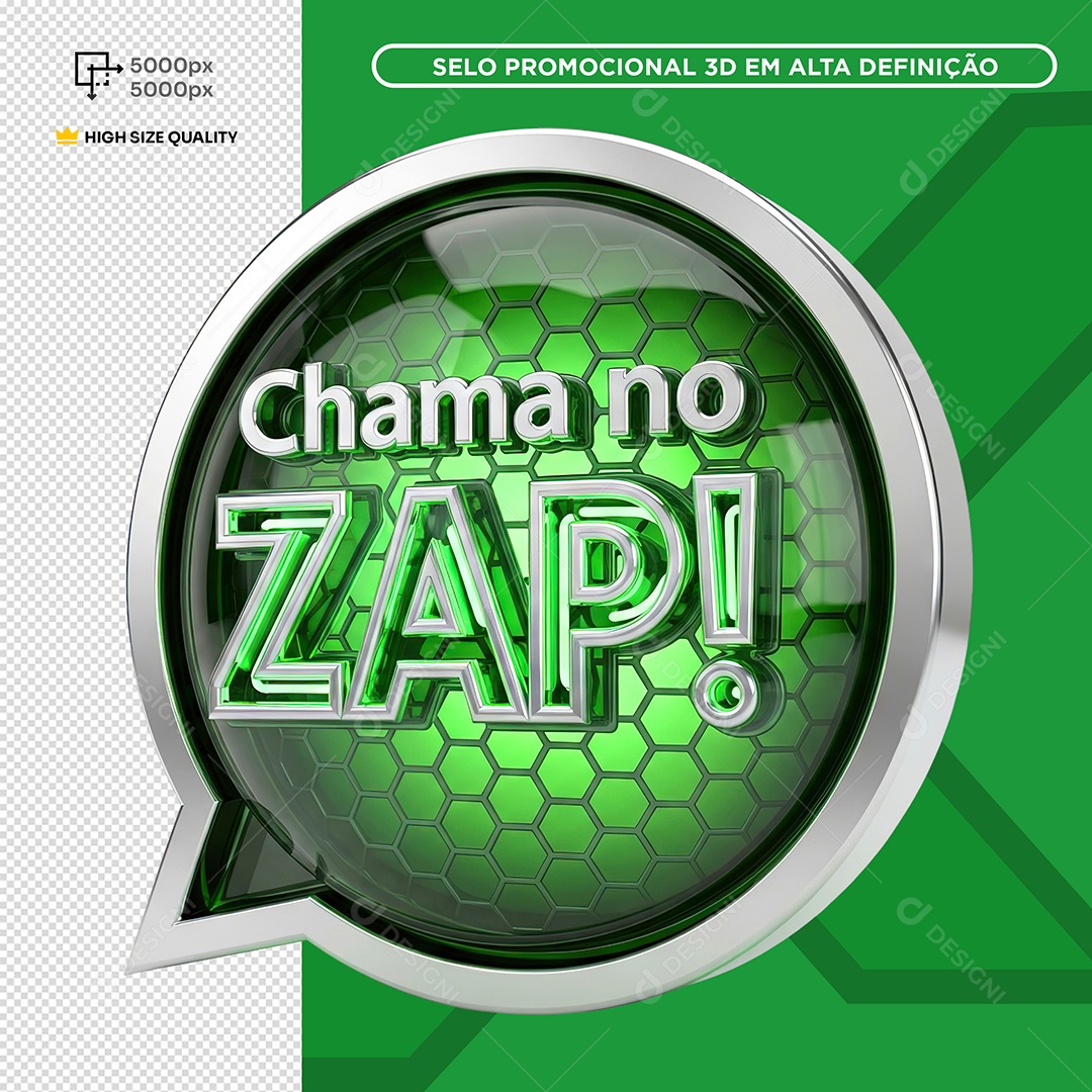 Chama no Zap De Frente Selo 3D PSD Editável