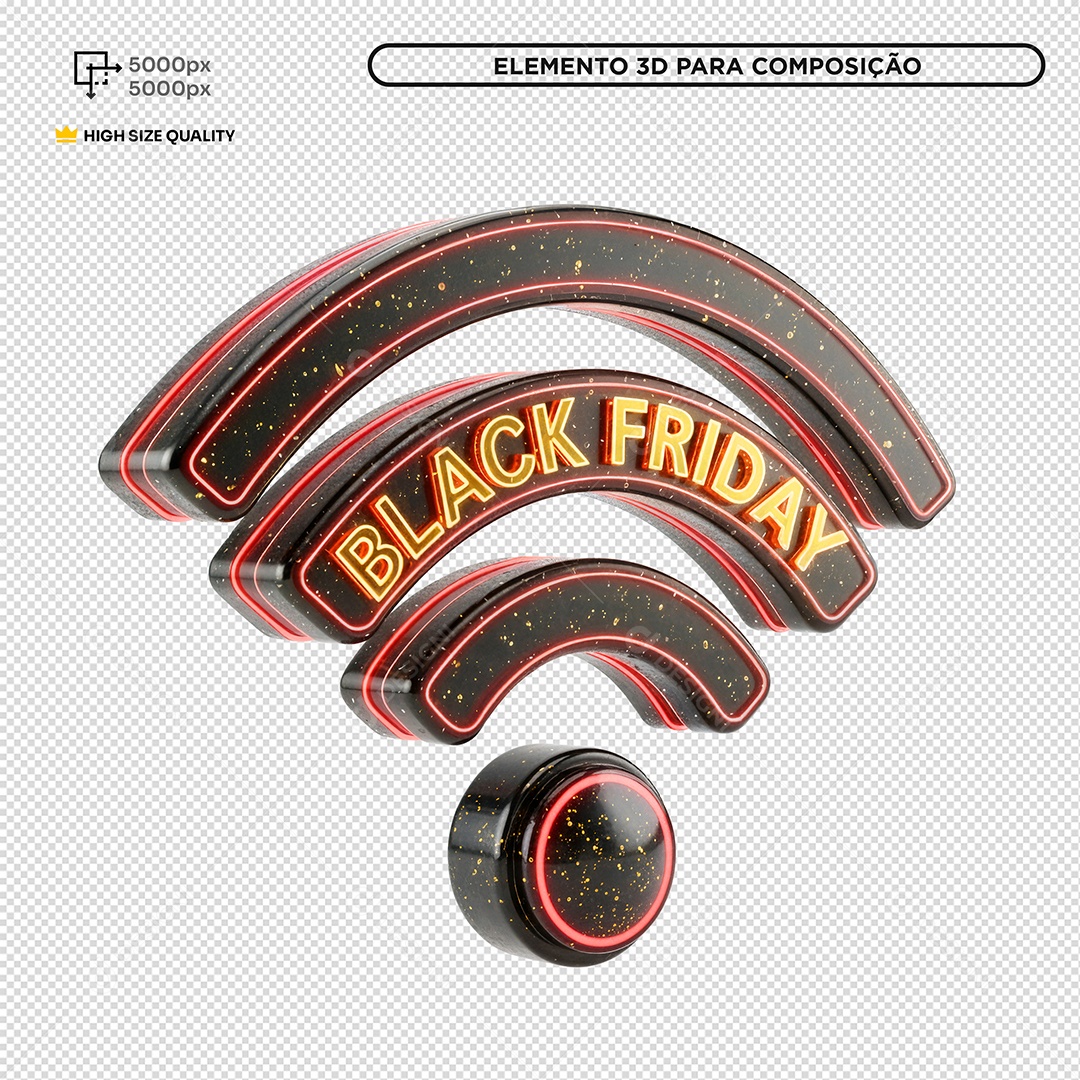 Elemento 3D Black Friday Internet PSD Editável
