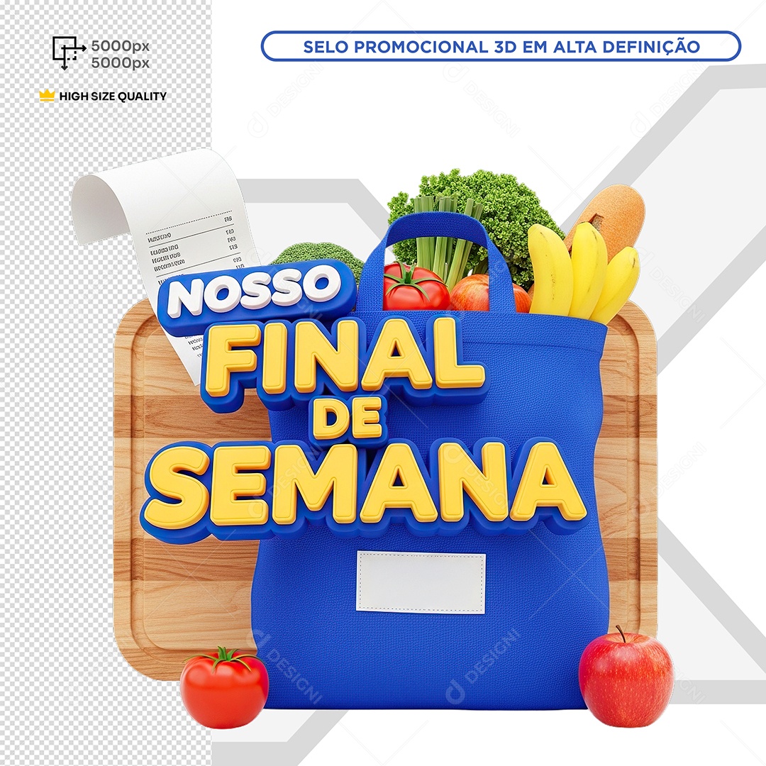 Nosso Final de Semana Selo 3D PSD Editável