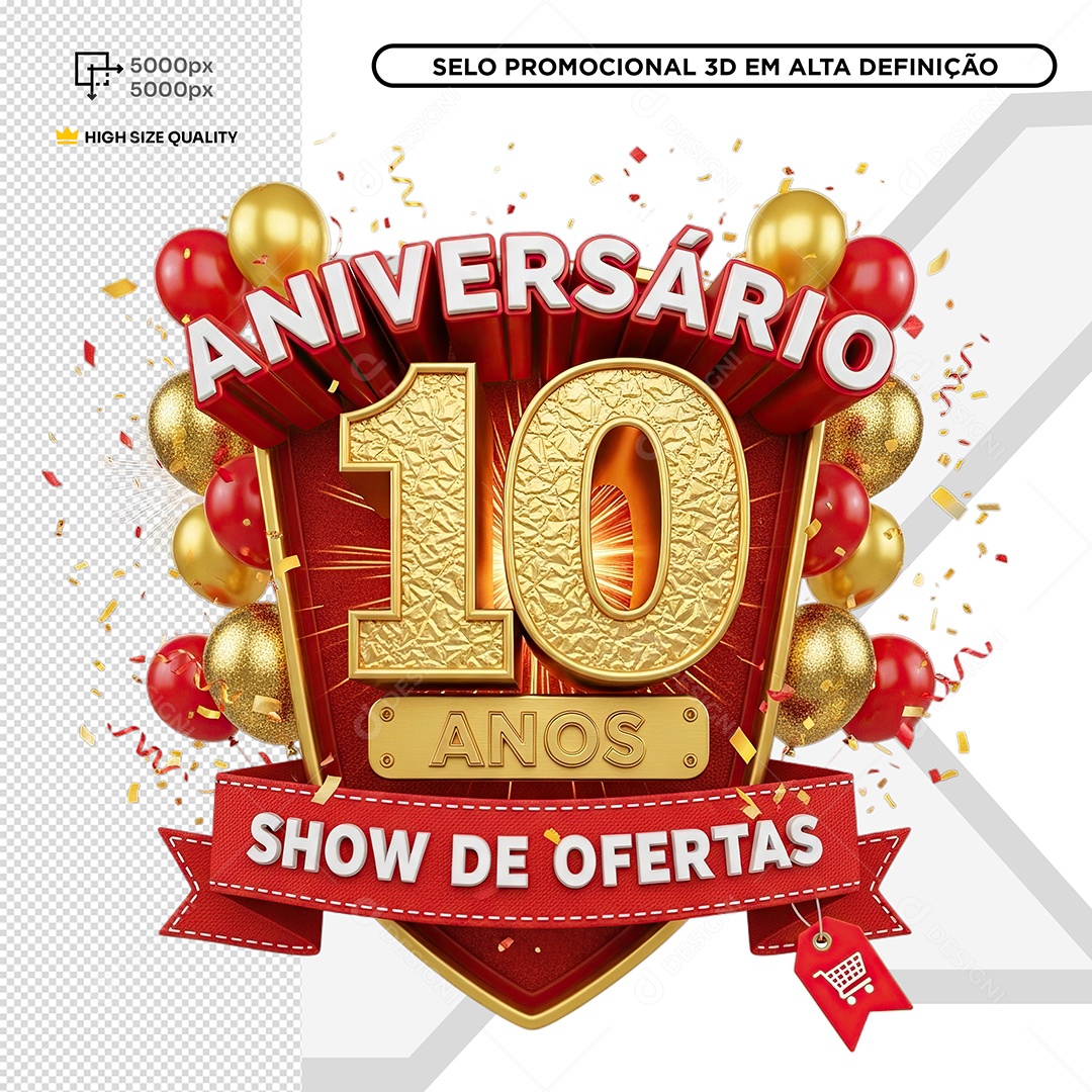 Selo 3D Aniversário PSD Editável