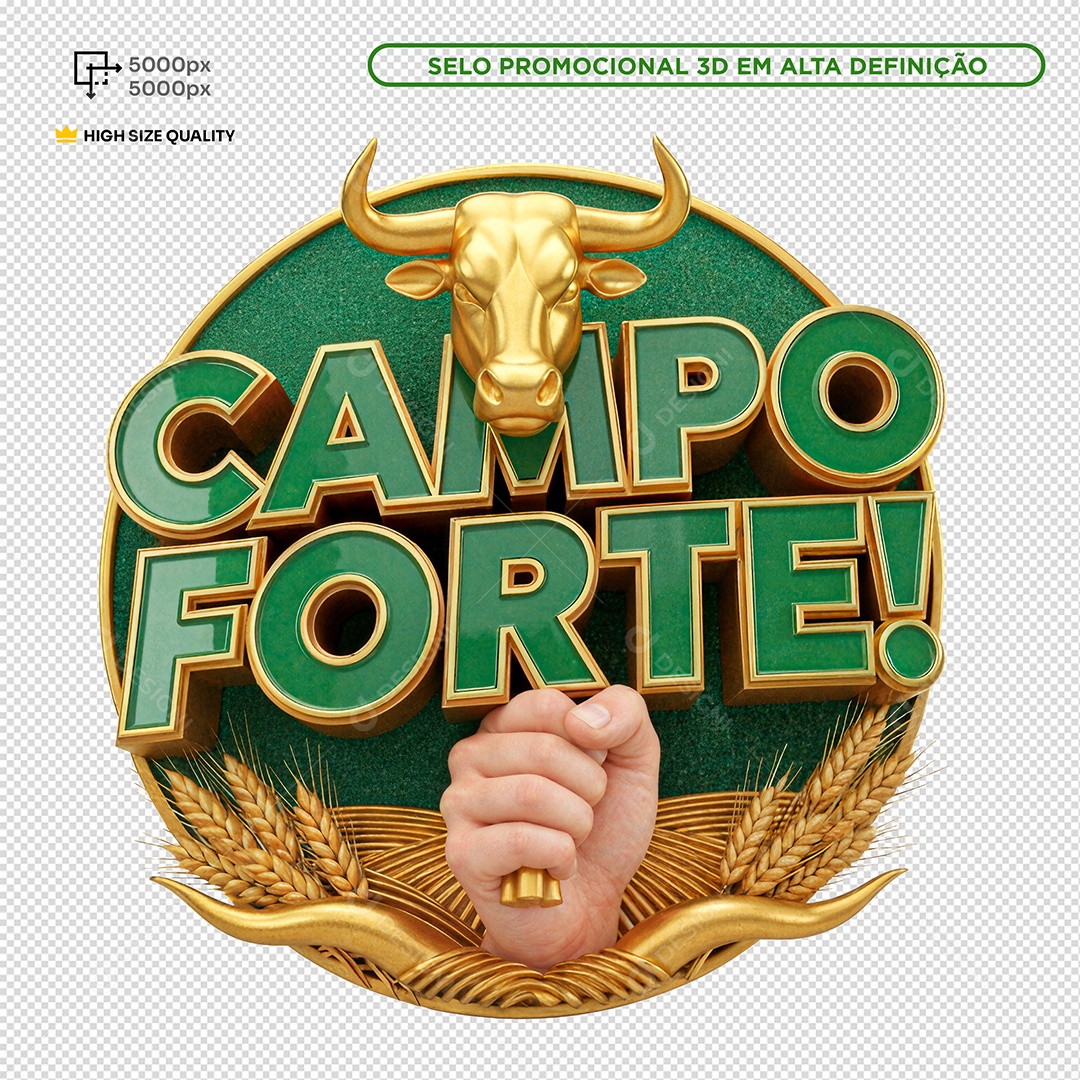 Selo 3D Campo Forte PSD Editável
