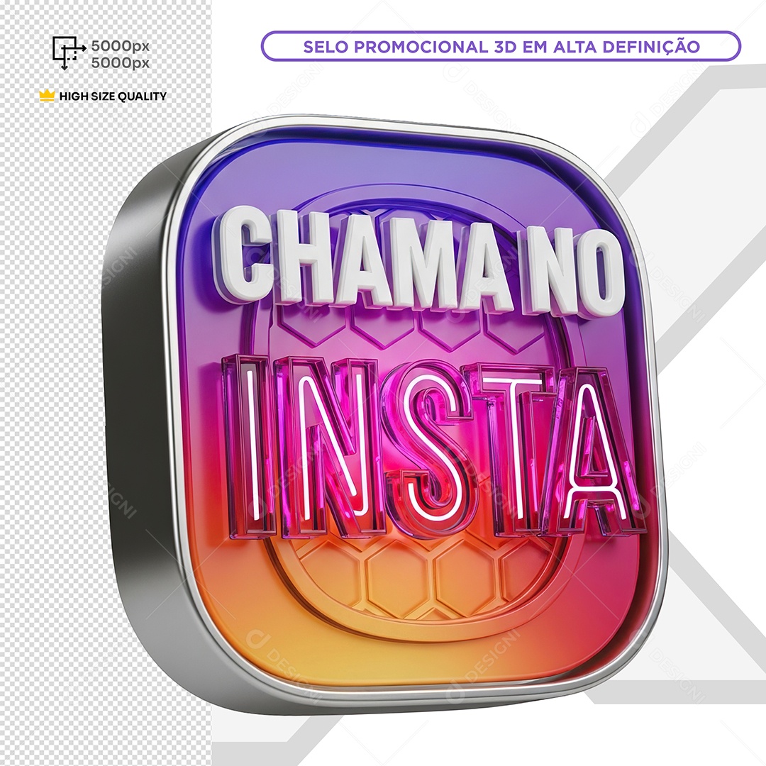 Selo 3D Chama no Insta de Lado PSD Editável