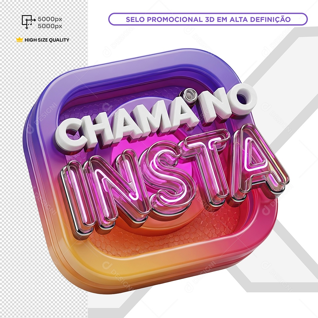 Selo 3D Chama no Insta PSD Editável
