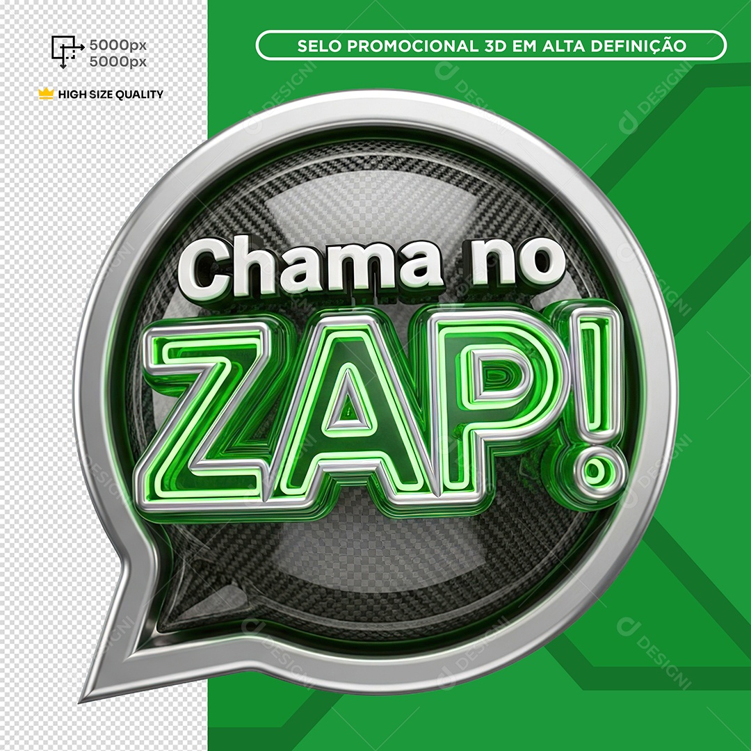 Selo 3D Chama no Zap De Frente PSD Editável