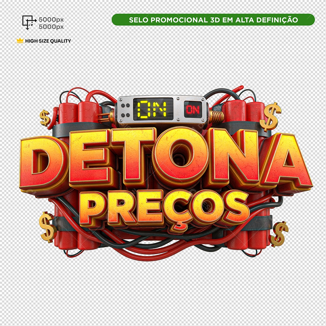 Selo 3D Detona Preços PSD Editável