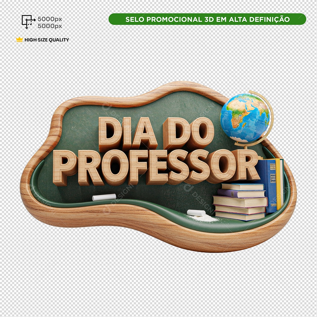 Selo 3D Dia do Professor PSD Editável