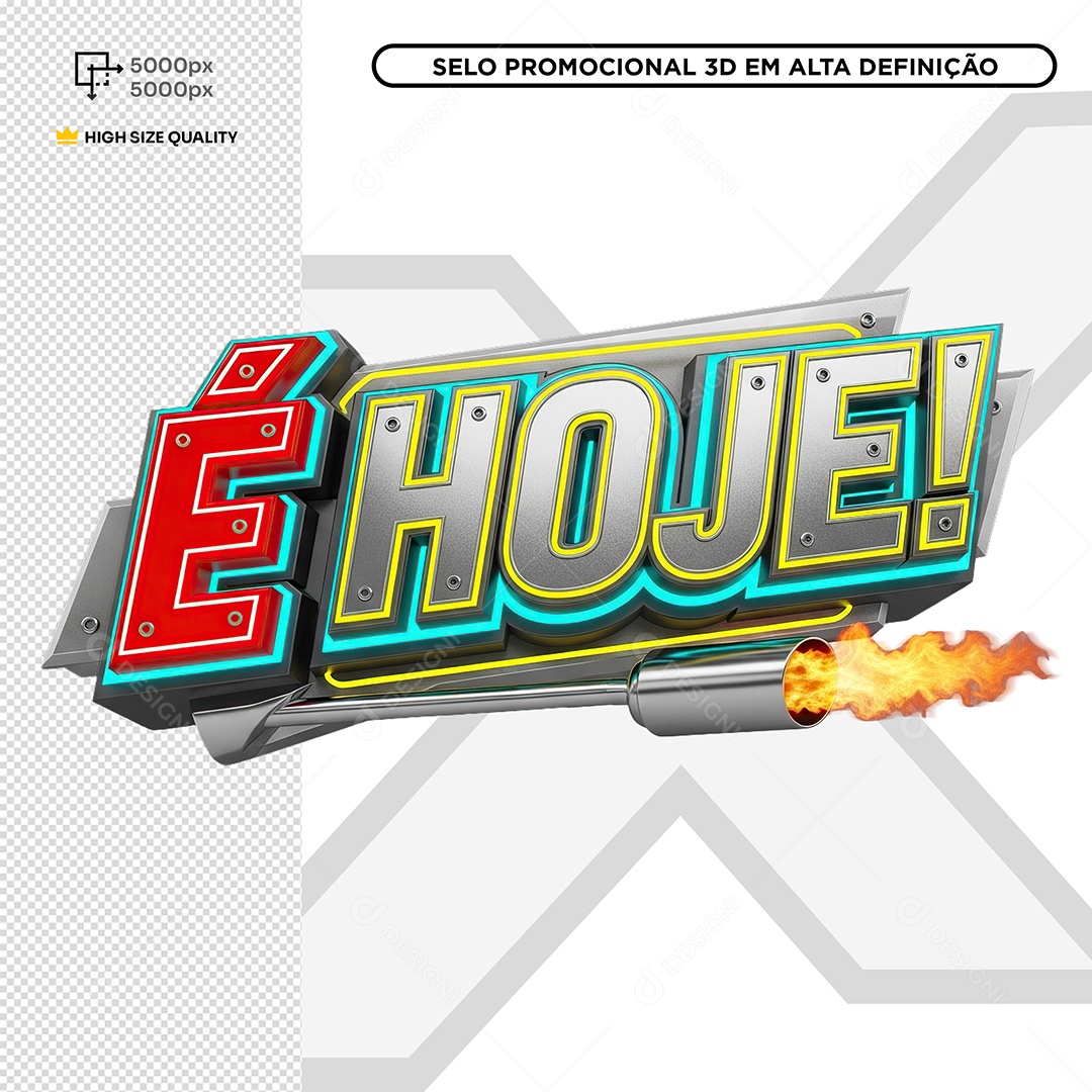 Selo 3D É Hoje PSD Editável