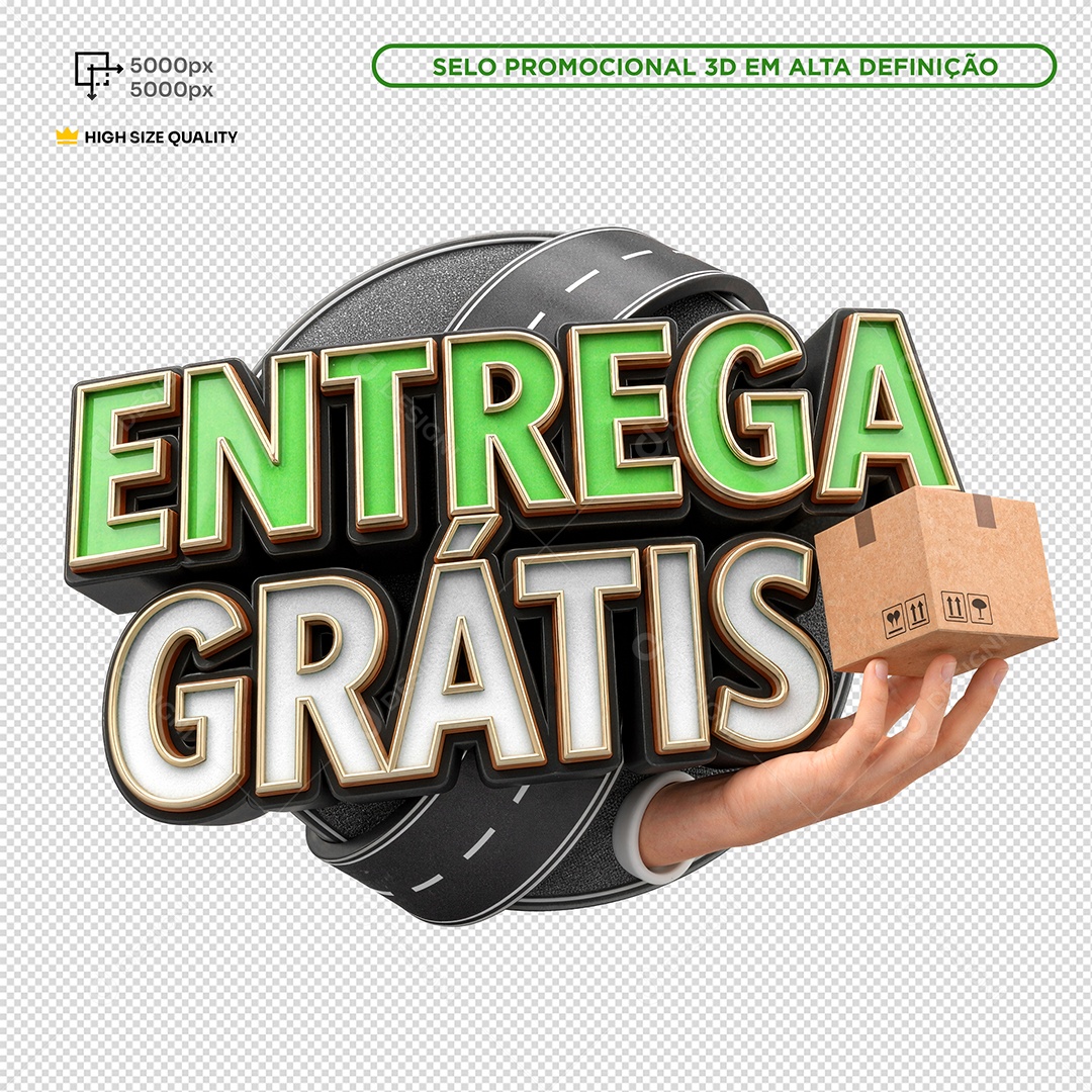 Selo 3D Entrega Grátis PSD Editável