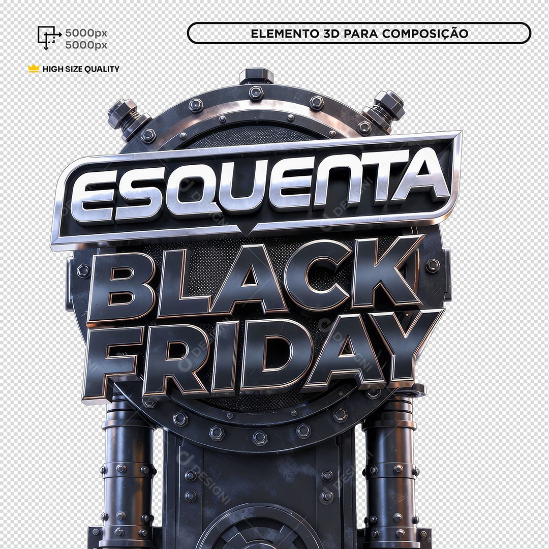Selo 3D Esquenta Black Friday PSD Editável