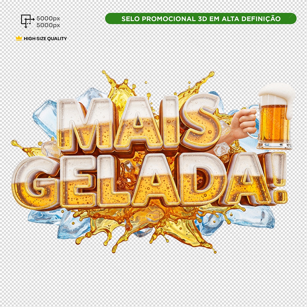 Selo 3D Mais Gelada PSD Editável