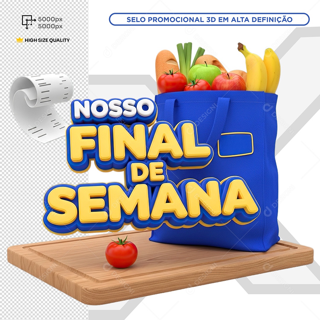Selo 3D Nosso Final de Semana Compras PSD Editável