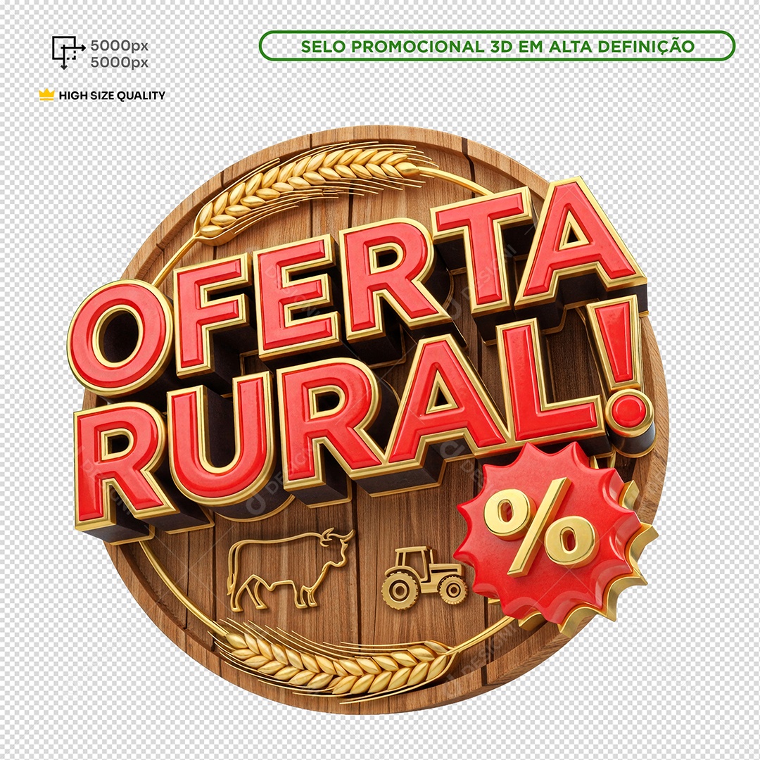 Selo 3D Oferta Rural PSD Editável