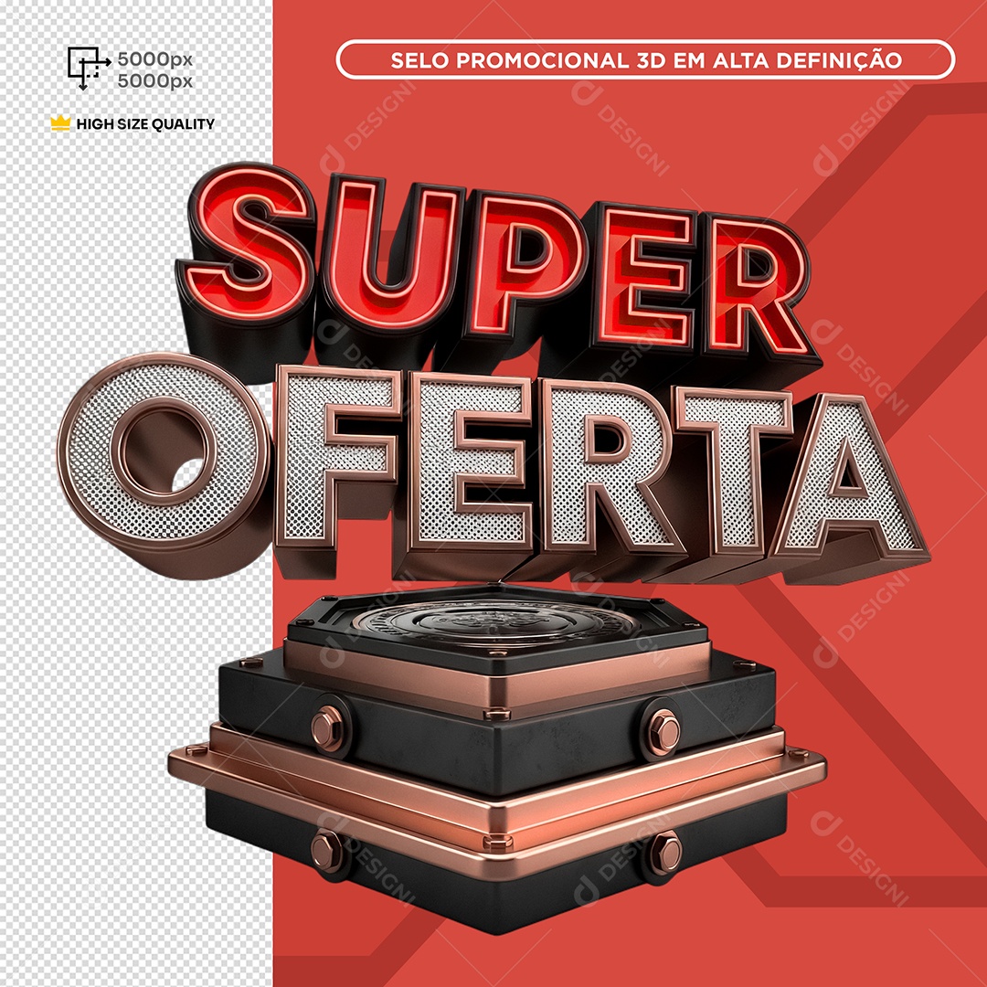 Selo 3D Super Oferta Vermelho PSD Editável