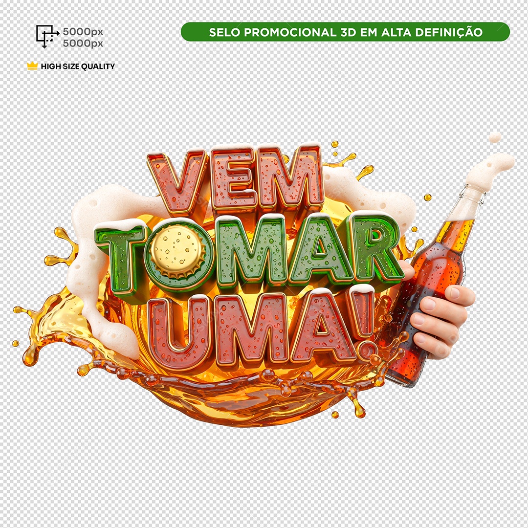 Selo 3D Vem Tomar Uma PSD Editável
