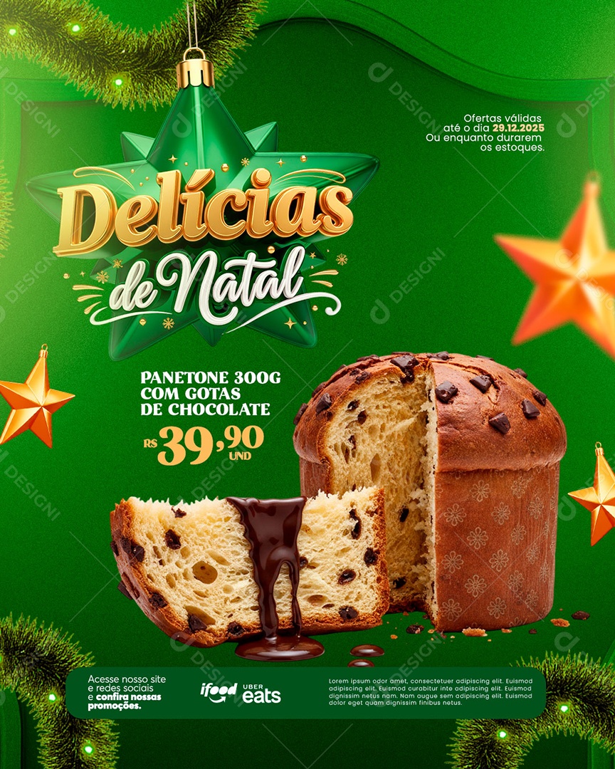 Deliciais de Natal Supermercado Social Media PSD Editável