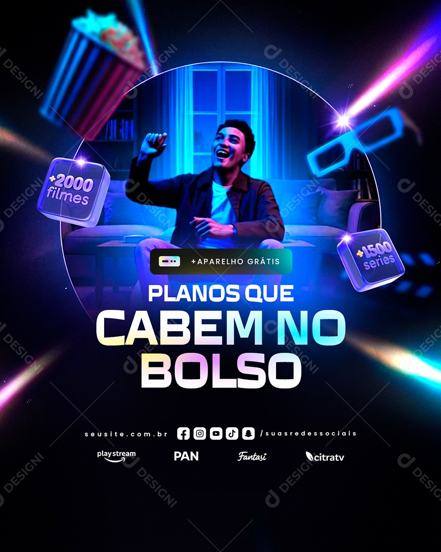 IPTV Planos que Cabem no Bolso Social Media PSD Editável