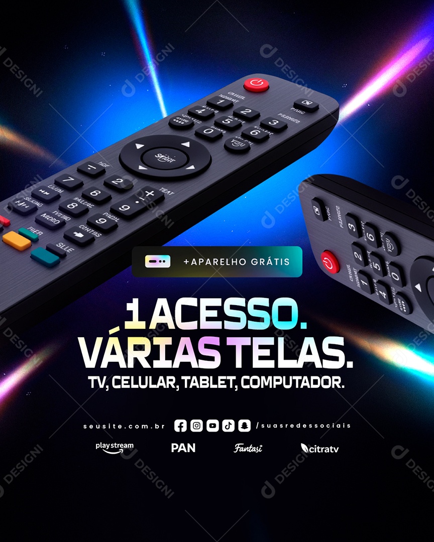 IPTV Um Acesso Várias Telas Social Media PSD Editável