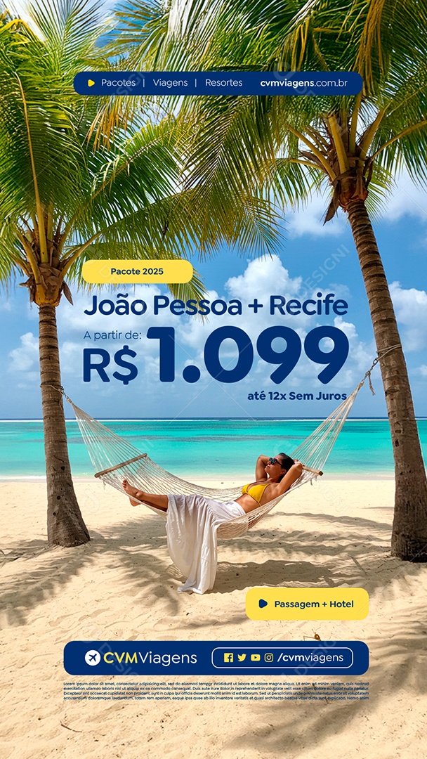Story Agência de Turismo Pacote 2025 João Pessoa Social Media PSD Editável