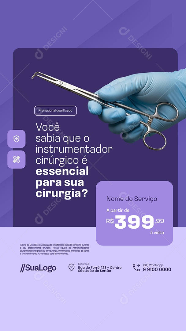 Story Clínica Médica Instrumentador Cirúrgico é Essencial Social Media PSD Editável