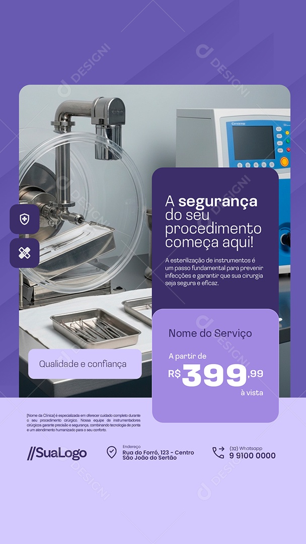 Story Clínica Médica A Segurança do Seu Procedimento Social Media PSD Editável