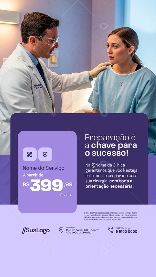 Story Clínica Médica Preparação é a Chave para o Sucesso Social Media PSD Editável