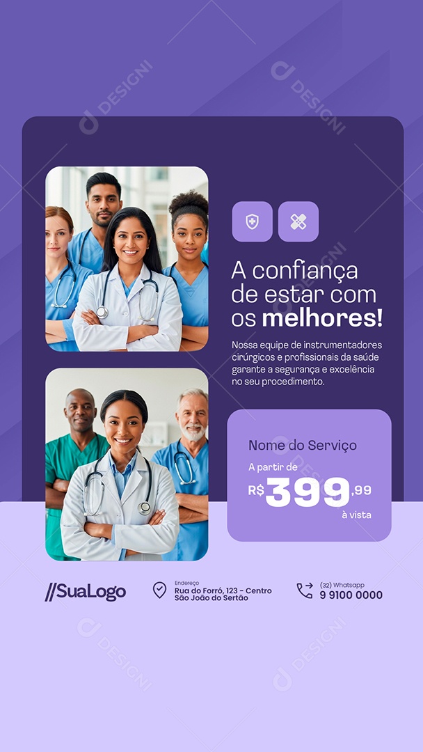 Story Clínica Médica A Nossa Equipe de Instrumentadores Social Media PSD Editável